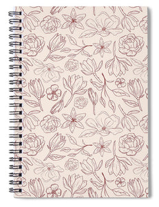 Burgundy Magnolia Pattern - Spiral Notebook