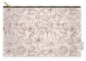 Burgundy Magnolia Pattern - Carry-All Pouch