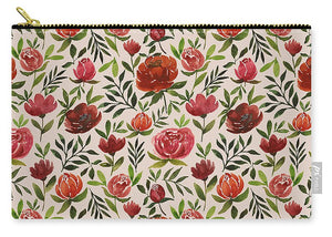 Burgundy Watercolor Floral Pattern - Carry-All Pouch