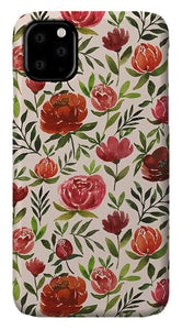 Burgundy Watercolor Floral Pattern - Phone Case