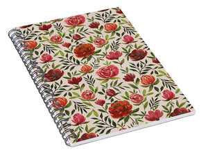 Burgundy Watercolor Floral Pattern - Spiral Notebook