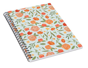 Burnt Orange Floral Pattern - Spiral Notebook