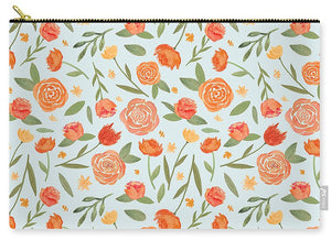Burnt Orange Floral Pattern - Carry-All Pouch