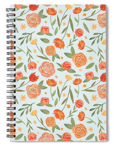 Burnt Orange Floral Pattern - Spiral Notebook