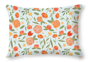 Burnt Orange Floral Pattern - Throw Pillow