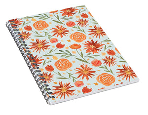 Burnt Orange Flower Burst Pattern - Spiral Notebook