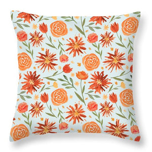 Burnt Orange Flower Burst Pattern - Throw Pillow