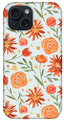 Burnt Orange Flower Burst Pattern - Phone Case