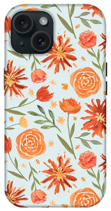 Burnt Orange Flower Burst Pattern - Phone Case