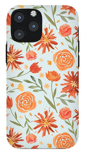 Burnt Orange Flower Burst Pattern - Phone Case