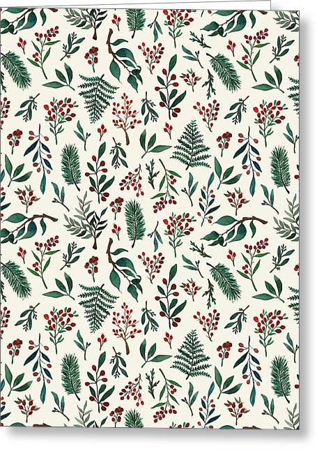 Christmas Berries Pattern - Greeting Card