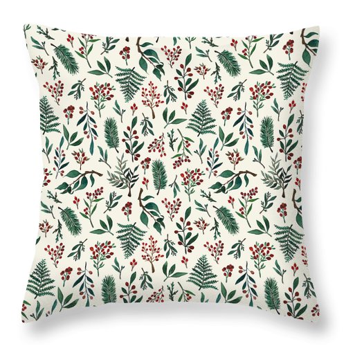Christmas Berries Pattern - Throw Pillow