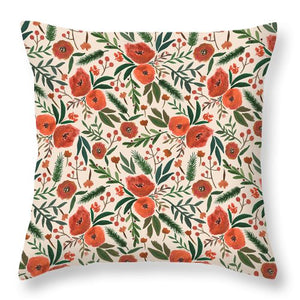 Christmas Floral Pattern - Throw Pillow