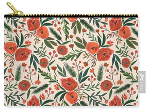 Christmas Floral Pattern - Carry-All Pouch