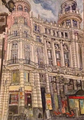 City Street in Madrid  - Art Print