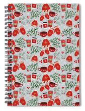 Load image into Gallery viewer, Coffee and Mittens Christmas Pattern - Spiral Notebook