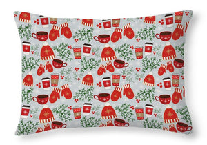 Coffee and Mittens Christmas Pattern - Throw Pillow