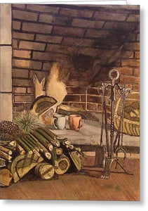 Coffee By The Fire - Greeting Card