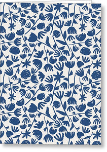 Dark Blue Floral Pattern - Greeting Card