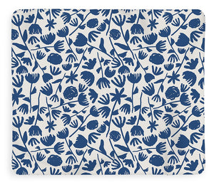 Dark Blue Floral Pattern - Blanket