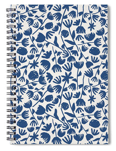 Dark Blue Floral Pattern - Spiral Notebook