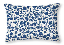Load image into Gallery viewer, Dark Blue Floral Pattern - Throw Pillow