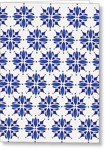 Dark Blue Tile Pattern - Greeting Card