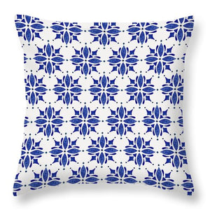 Dark Blue Tile Pattern - Throw Pillow