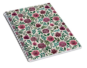 Deep Magenta Floral Eucalyptus Pattern - Spiral Notebook
