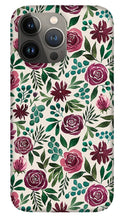 Load image into Gallery viewer, Deep Magenta Floral Eucalyptus Pattern - Phone Case