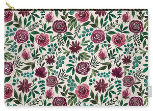 Deep Magenta Floral Eucalyptus Pattern - Carry-All Pouch