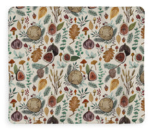Load image into Gallery viewer, Figs, Mushrooms and Leaves Pattern - Blanket