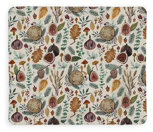 Figs, Mushrooms and Leaves Pattern - Blanket