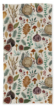 Load image into Gallery viewer, Figs, Mushrooms and Leaves Pattern - Beach Towel