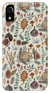 Figs, Mushrooms and Leaves Pattern - Phone Case