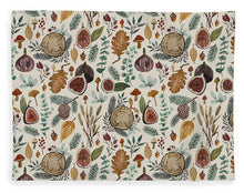 Load image into Gallery viewer, Figs, Mushrooms and Leaves Pattern - Blanket