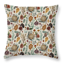 Load image into Gallery viewer, Figs, Mushrooms and Leaves Pattern - Throw Pillow