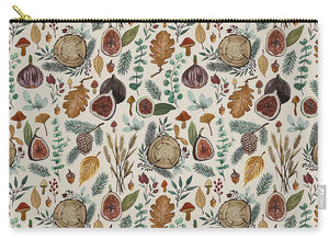 Figs, Mushrooms and Leaves Pattern - Carry-All Pouch