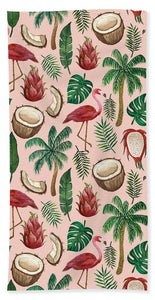 Flamingo Coconut Pattern - Beach Towel
