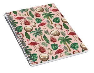 Flamingo Coconut Pattern - Spiral Notebook