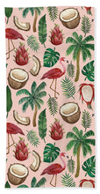 Load image into Gallery viewer, Flamingo Coconut Pattern - Beach Towel