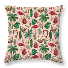 Load image into Gallery viewer, Flamingo Coconut Pattern - Throw Pillow