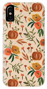 Floral Fall Pumpkin Pattern - Phone Case