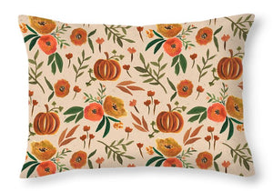 Floral Fall Pumpkin Pattern - Throw Pillow