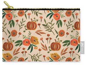 Floral Fall Pumpkin Pattern - Carry-All Pouch