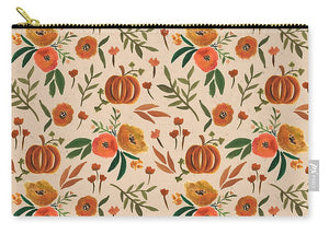 Floral Fall Pumpkin Pattern - Carry-All Pouch