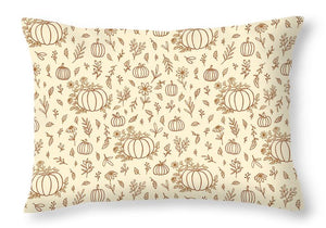 Floral Ink Pumpkin Pattern - Throw Pillow