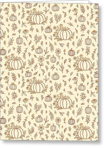 Floral Ink Pumpkin Pattern - Greeting Card