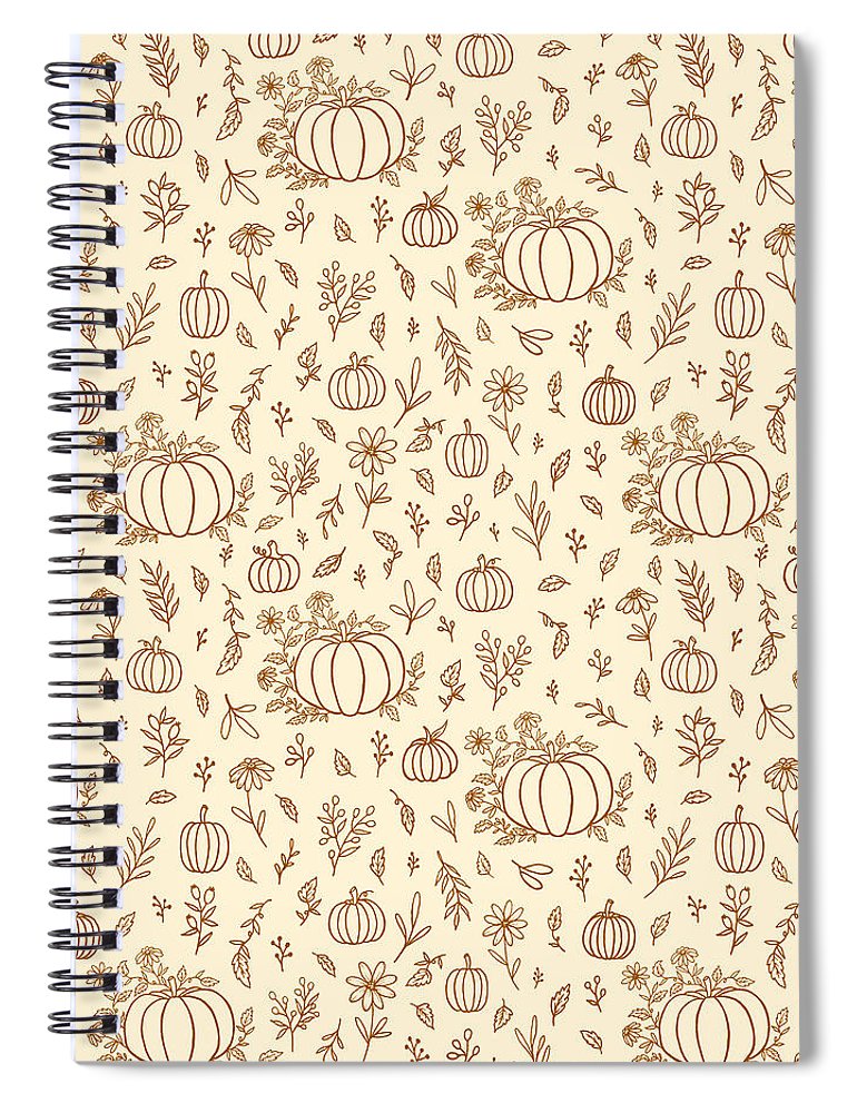 Floral Ink Pumpkin Pattern - Spiral Notebook