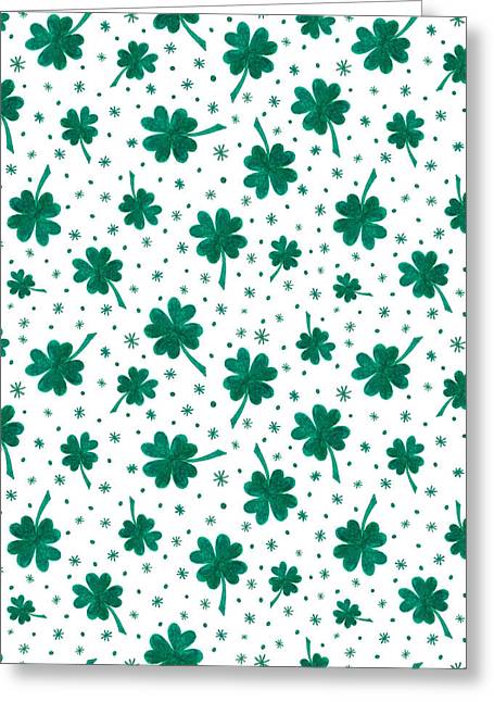 Four Leaf Clover St. Patrick's Day Pattern - Greeting Card